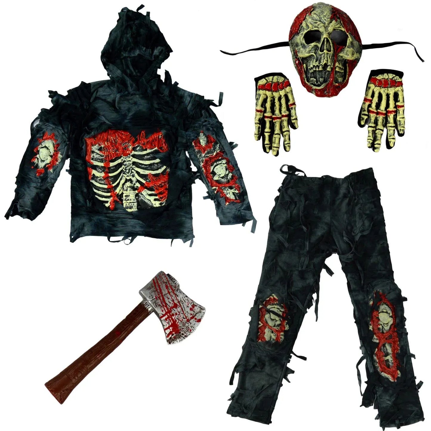 Syncfun Zombie Costume, Scary Halloween Zombie Costume for Boys, Monsters Costume with Toy Axe