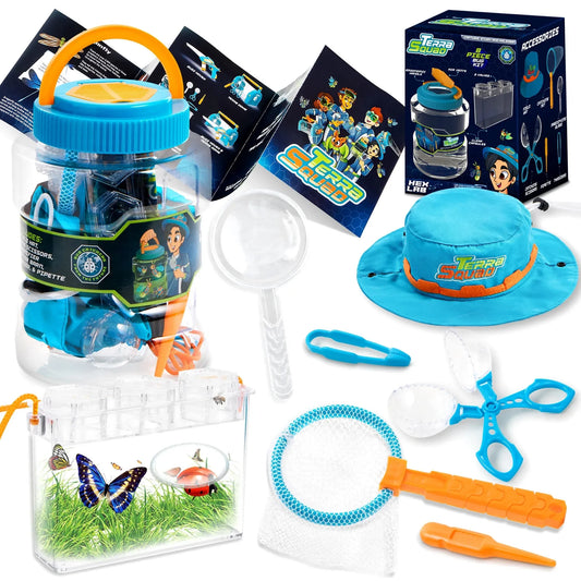 Syncfun Bug Catcher Nature Exploration Set - Includes Habitat Bucket, Critter Box, Butterfly Net and Exploration Hat Bug Catching Kids 3+