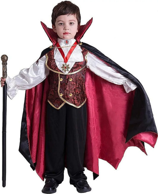 Syncfun Gothic Vampire Costume Deluxe Set for Boys, Kids Halloween Party Dress Up, Role Play Cloak and Accessories