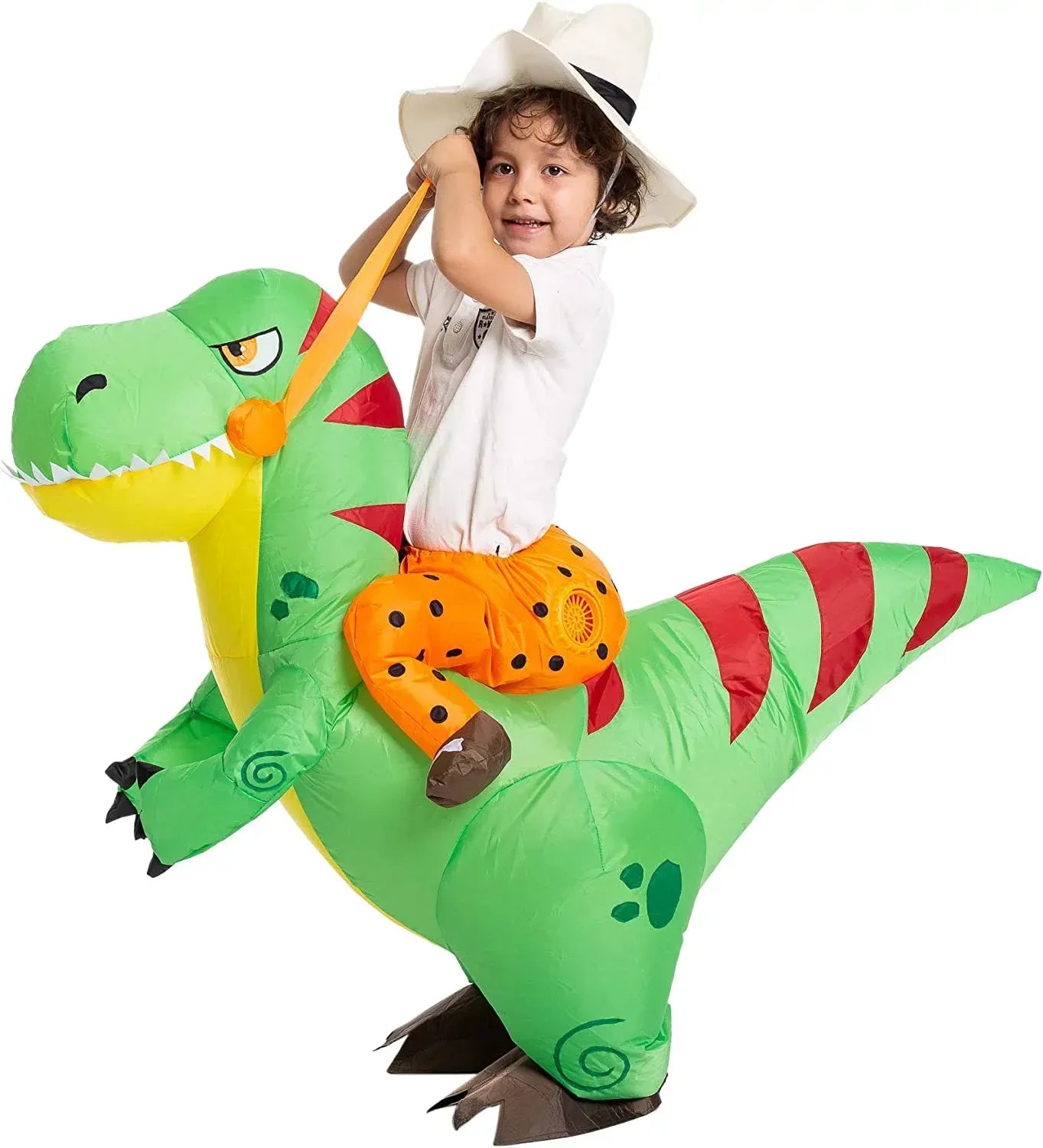 Syncfun Halloween Inflatable Dinosaur Costume for kids, Riding a T-Rex Air Blow-up Party Costume for 4-6 Years Child Unisex