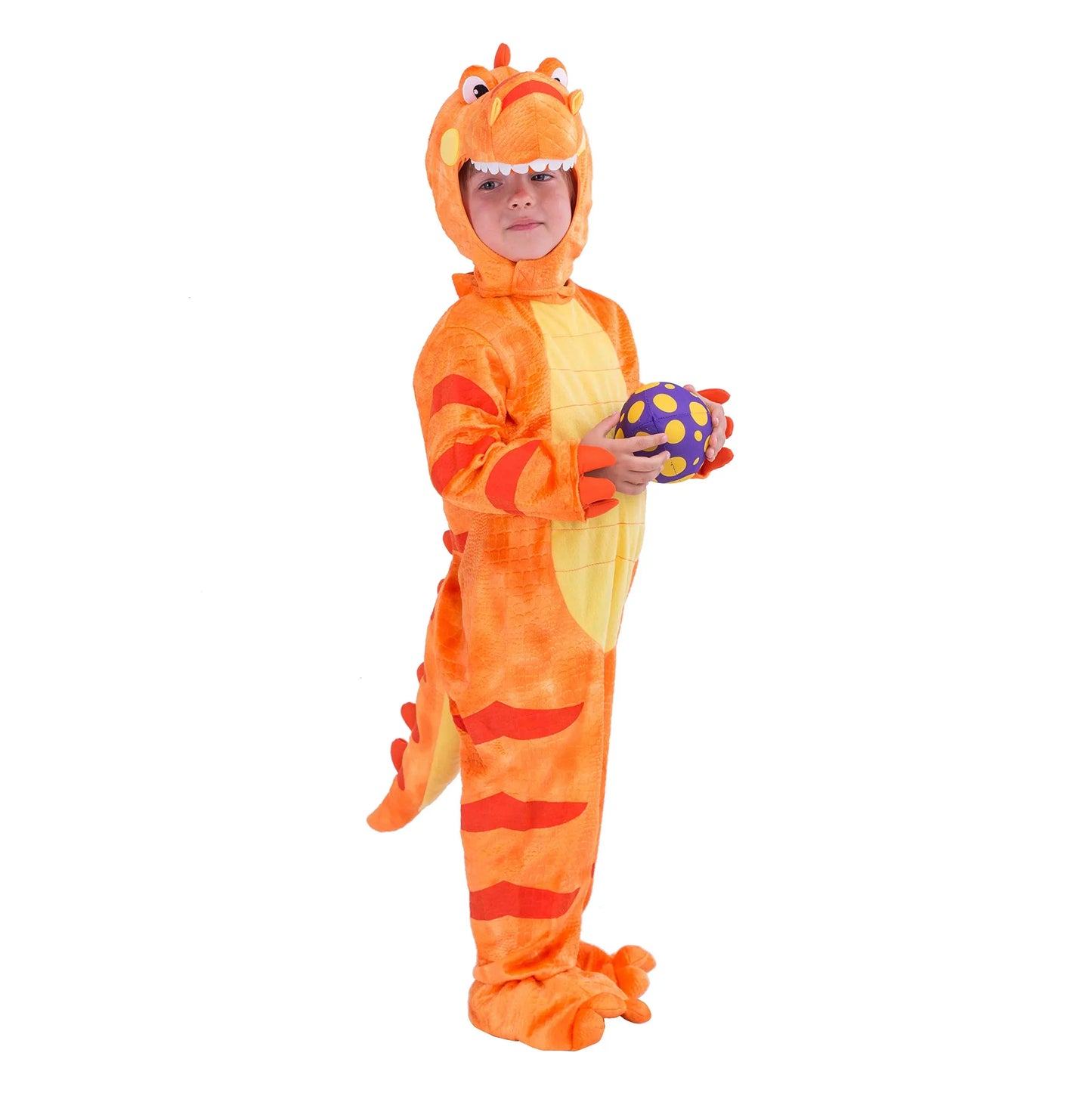 Syncfun Dinosaur T-Rex Realistic Orange Costume for Kids, with Toy Egg Halloween Dress Up-S