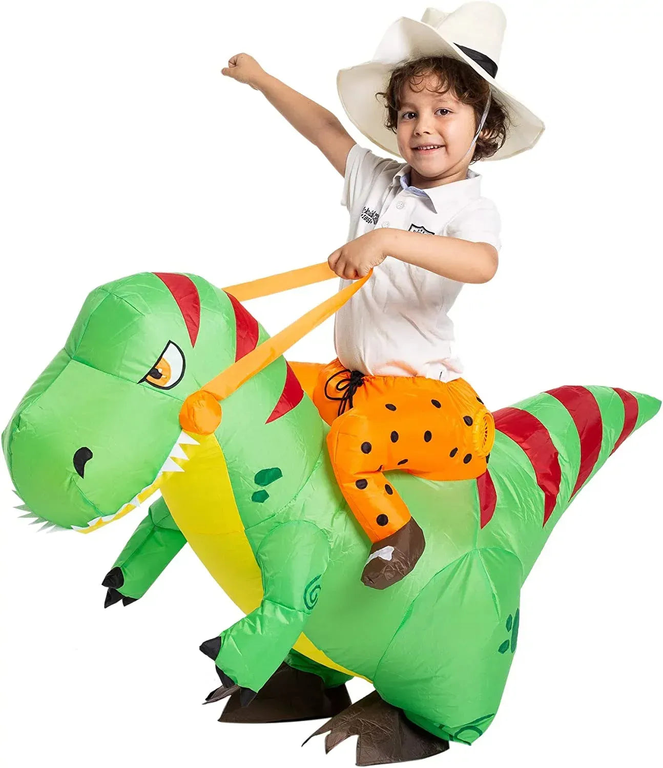 Syncfun Halloween Inflatable Dinosaur Costume for kids, Riding a T-Rex Air Blow-up Party Costume for 4-6 Years Child Unisex