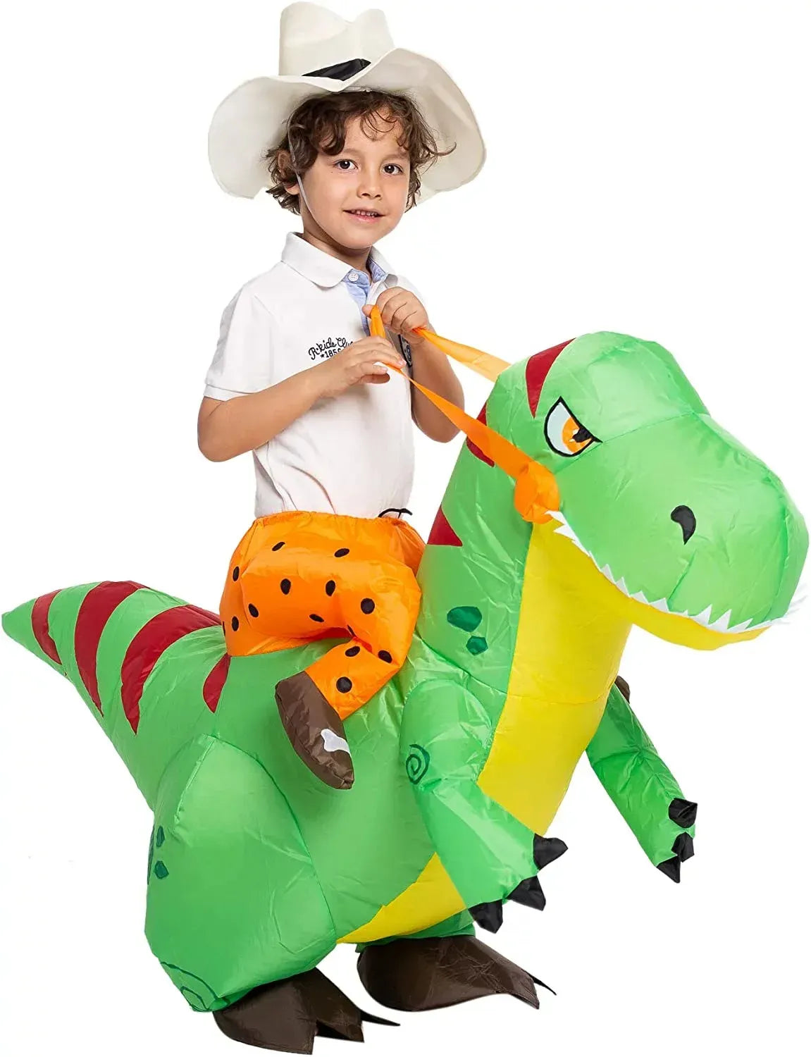 Syncfun Halloween Inflatable Dinosaur Costume for kids, Riding a T-Rex Air Blow-up Party Costume for 4-6 Years Child Unisex