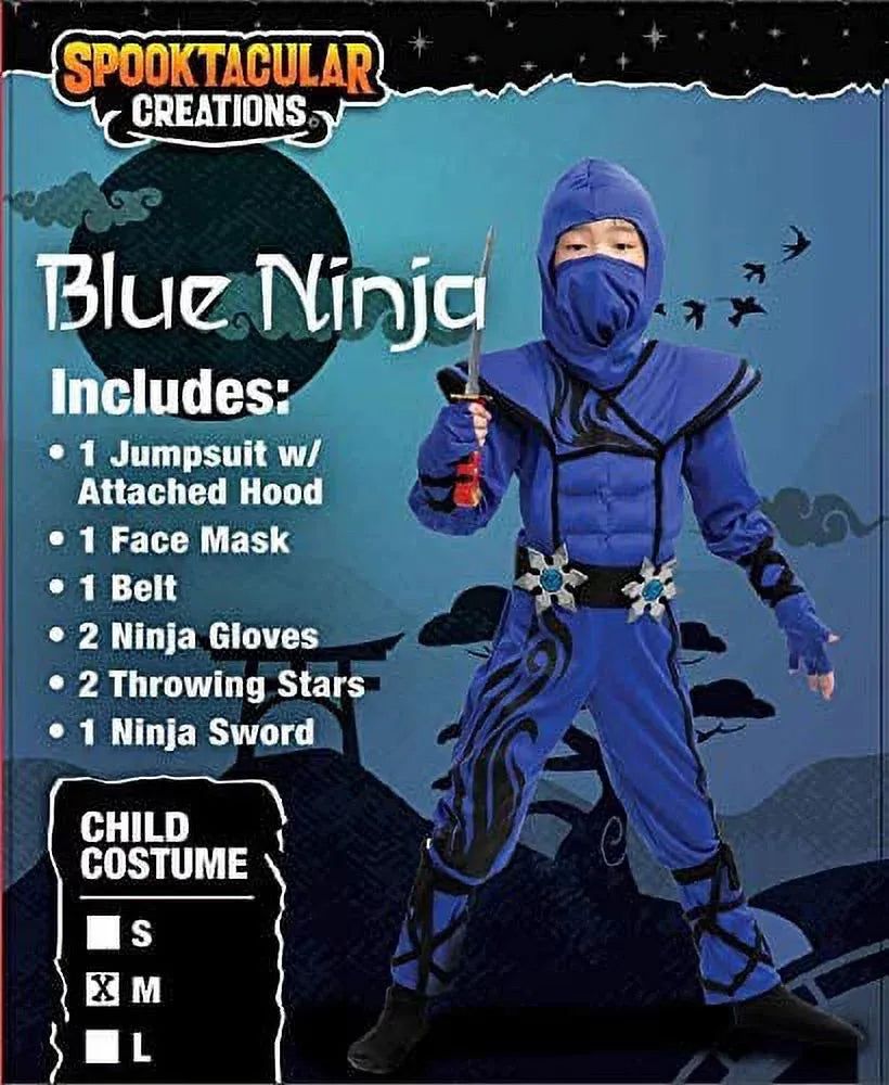 Syncfun Striking Blue Ninja Costume for Child Stealth Costume Halloween Kids Kung Fu Outfit,S