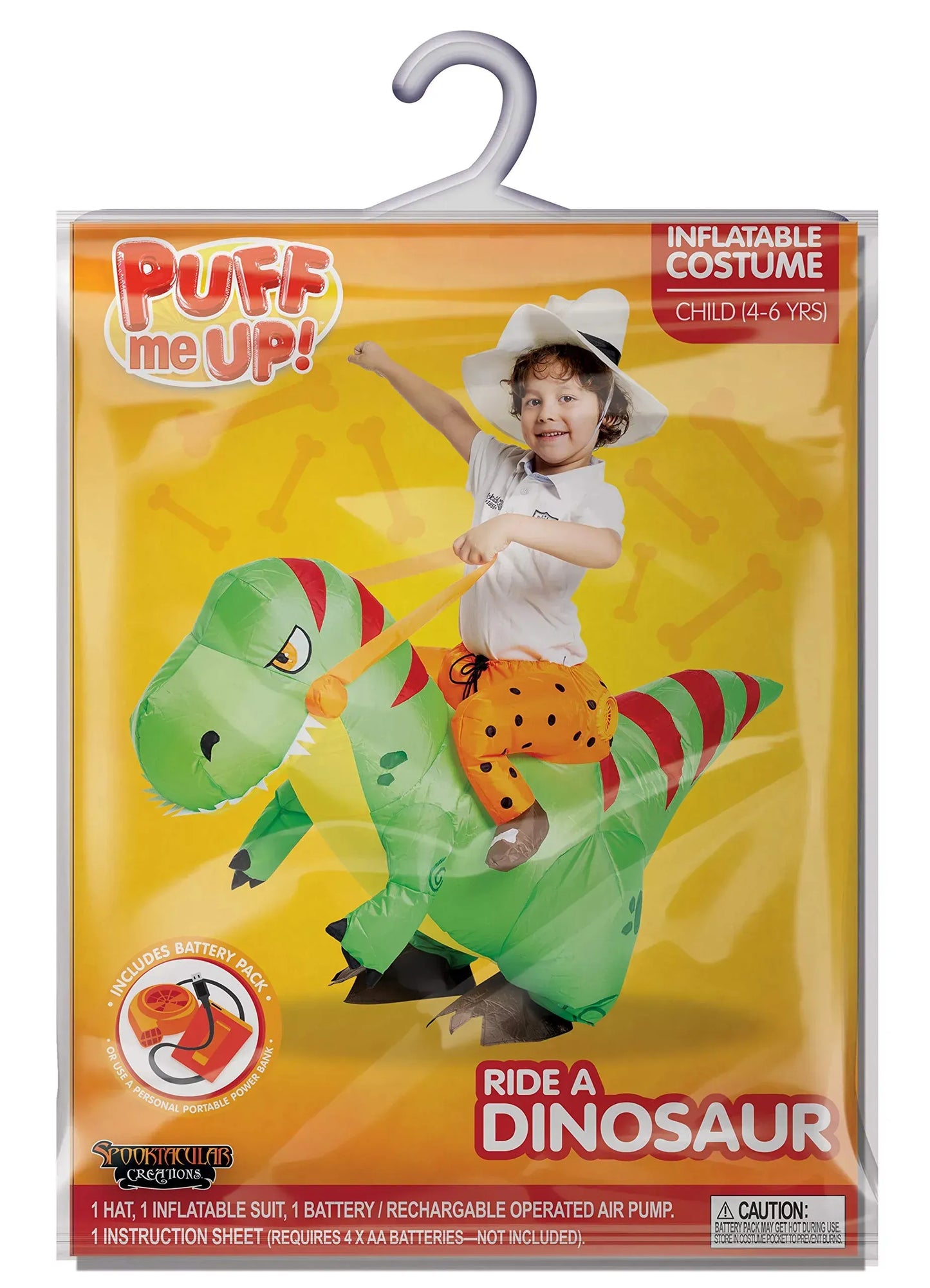 Syncfun Halloween Inflatable Dinosaur Costume for kids, Riding a T-Rex Air Blow-up Party Costume for 4-6 Years Child Unisex