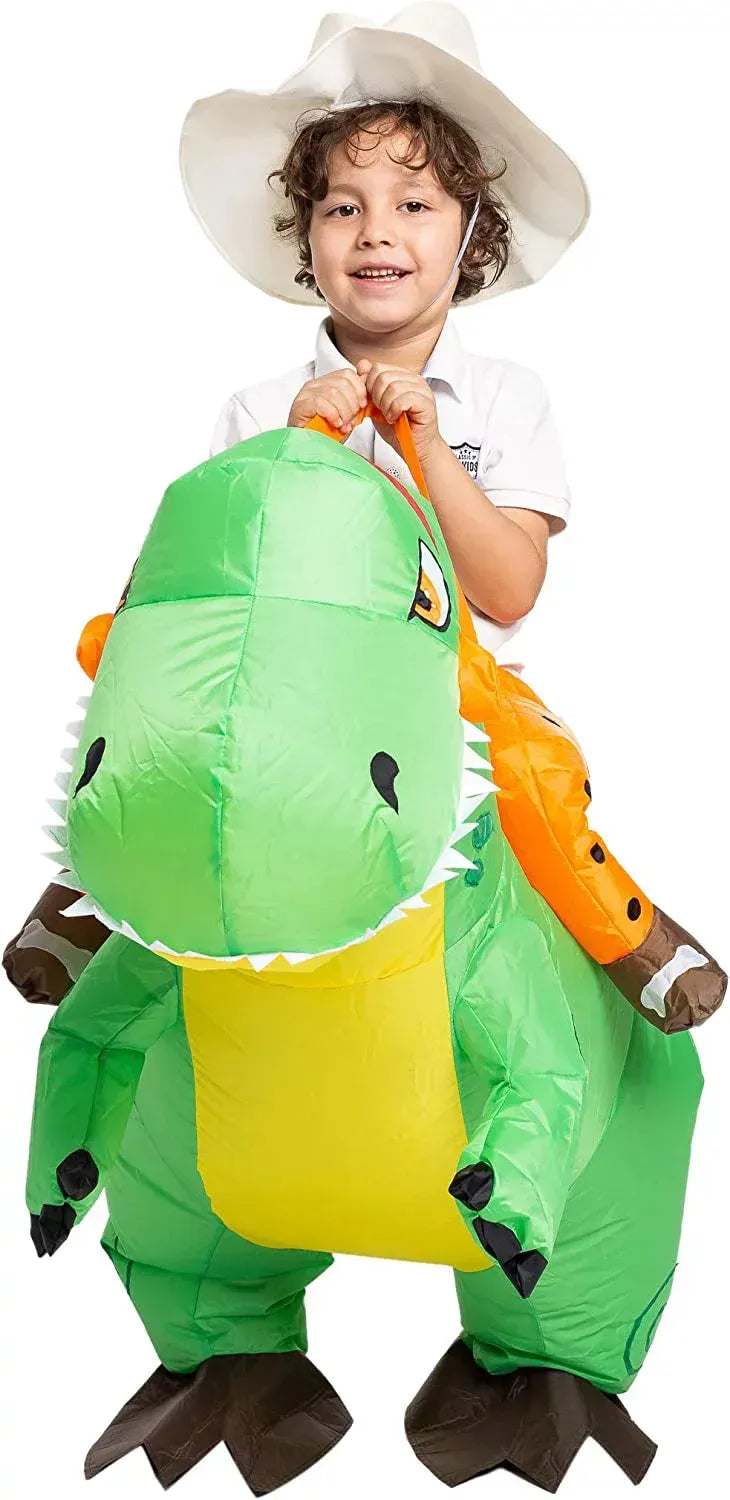 Syncfun Halloween Inflatable Dinosaur Costume for kids, Riding a T-Rex Air Blow-up Party Costume for 4-6 Years Child Unisex