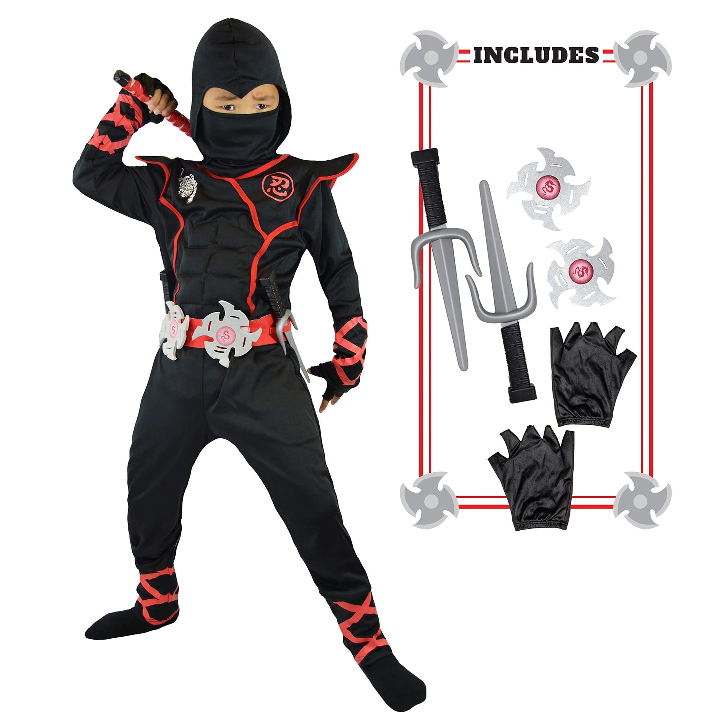 Syncfun Ninja Costume for Boys Halloween Fancy Dress Costume for Kids Age 3 & up