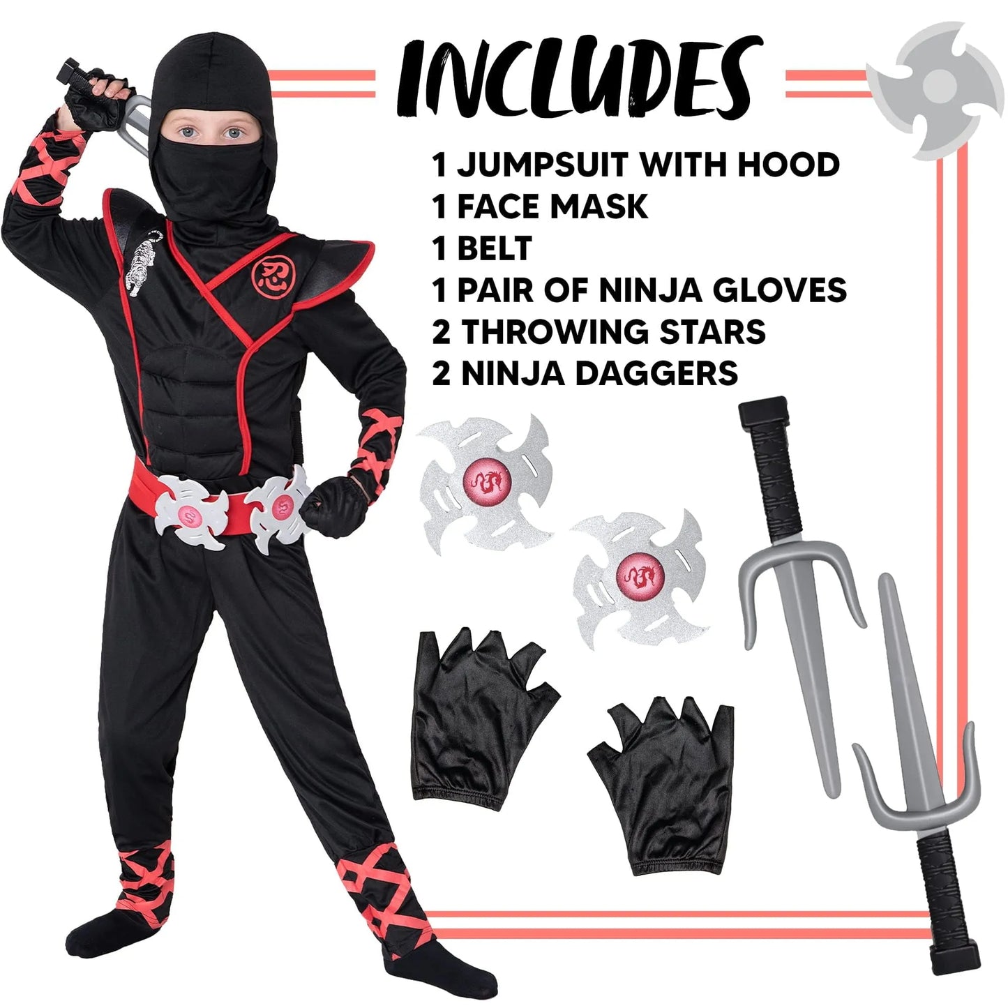 Syncfun Ninja Costume for Boys Halloween Fancy Dress Costume for Kids Age 3 & up