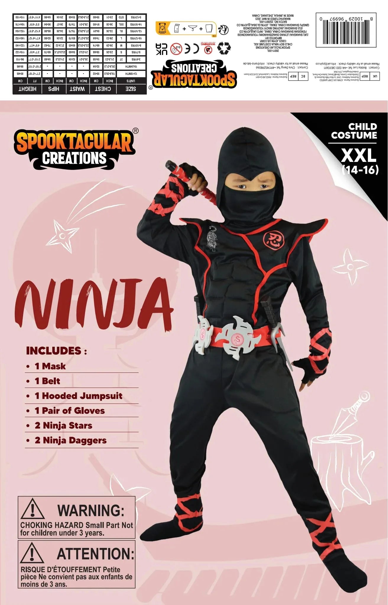 Syncfun Ninja Costume for Boys Halloween Fancy Dress Costume for Kids Age 3 & up