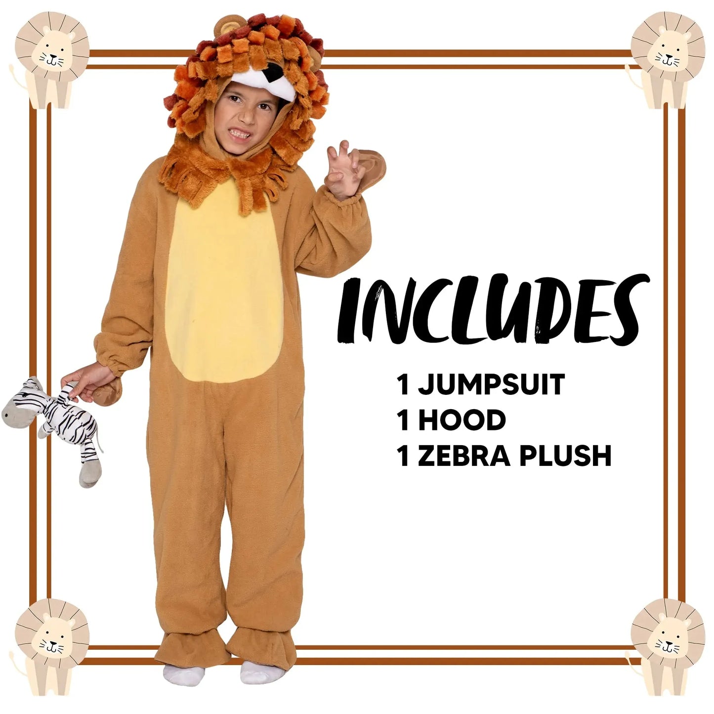 Syncfun Baby Lion Costume with Toy Zebra for Kids, Toddler Halloween Dress Up, Animal Themed Party Role Playing Cosplay 0-4 Years