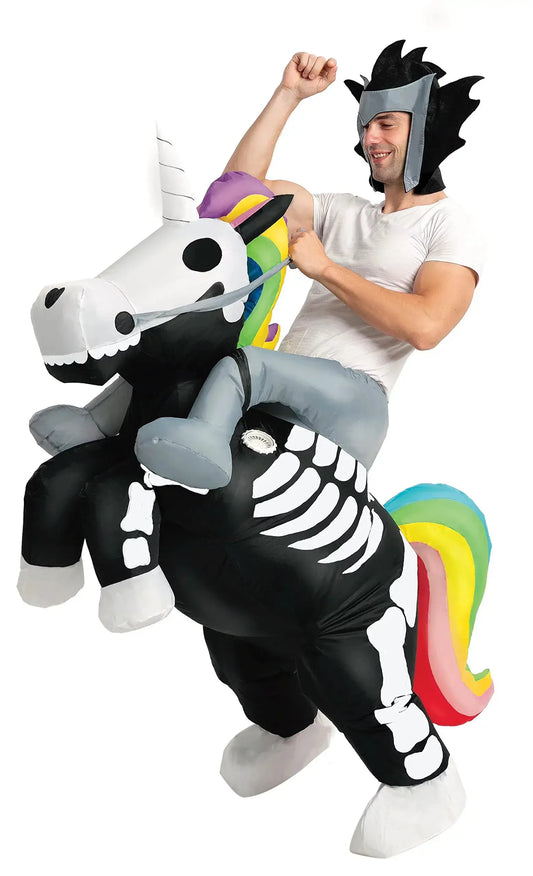 Syncfun Inflatable Halloween Costume Ride A Skeleton Unicorn Ride On Inflatable Costume - Adult Unisex