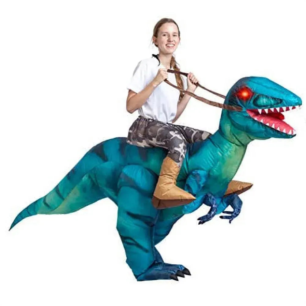 Syncfun Inflatable Costume Dinosaur Riding a Raptor Air Blow-up Deluxe Halloween Costume - Adult Size