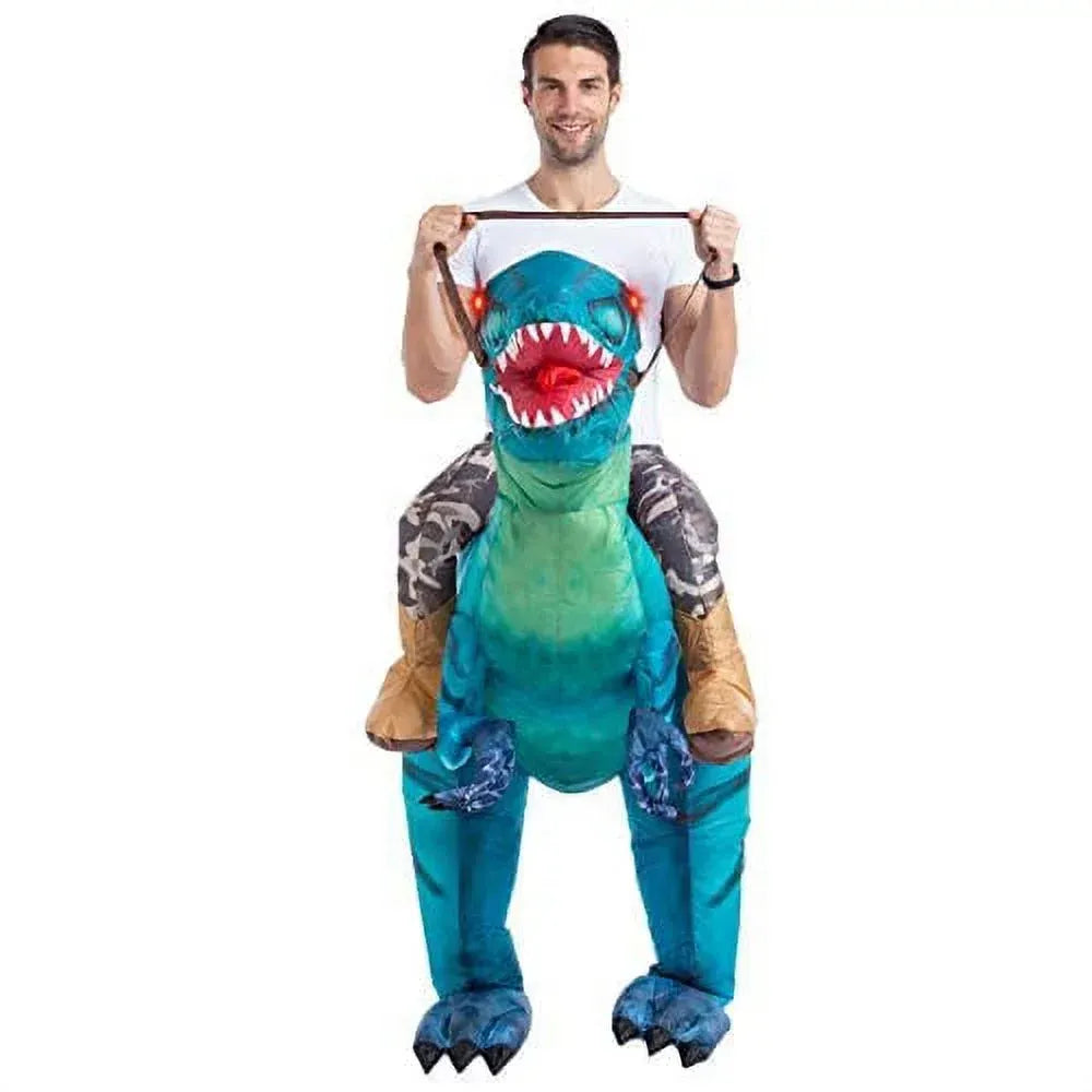 Syncfun Inflatable Costume Dinosaur Riding a Raptor Air Blow-up Deluxe Halloween Costume - Adult Size