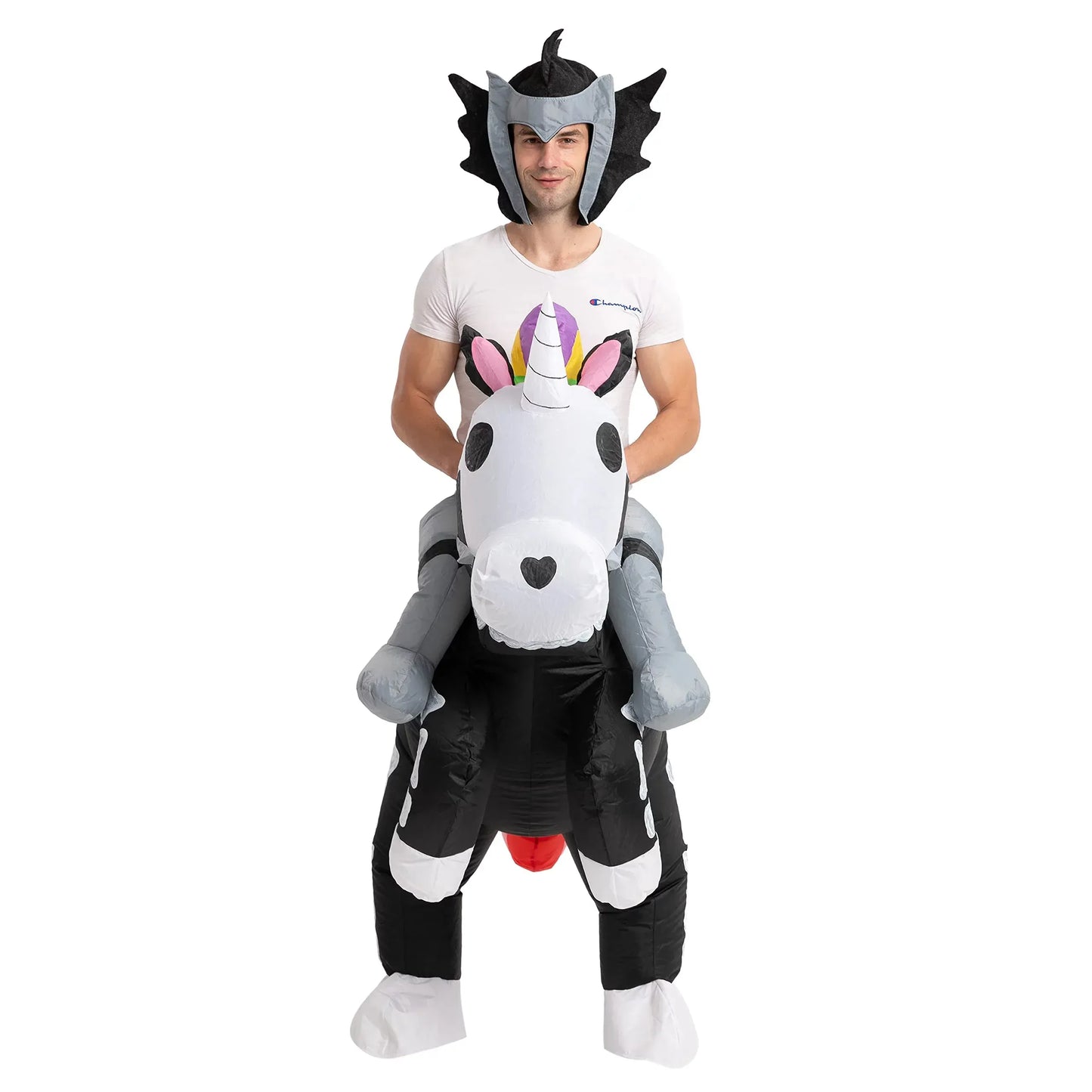 Syncfun Inflatable Halloween Costume Ride A Skeleton Unicorn Ride On Inflatable Costume - Adult Unisex