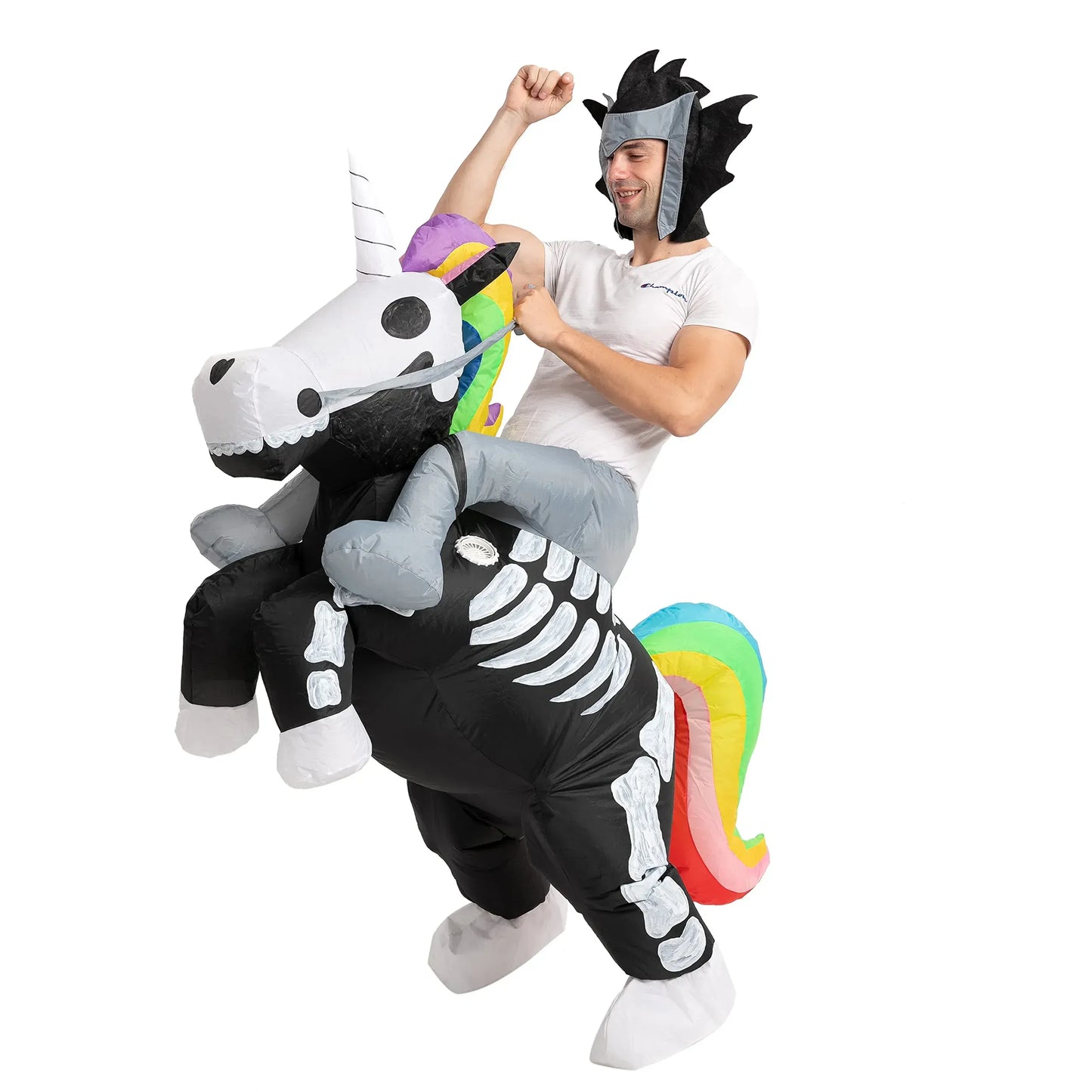 Syncfun Inflatable Halloween Costume Ride A Skeleton Unicorn Ride On Inflatable Costume - Adult Unisex