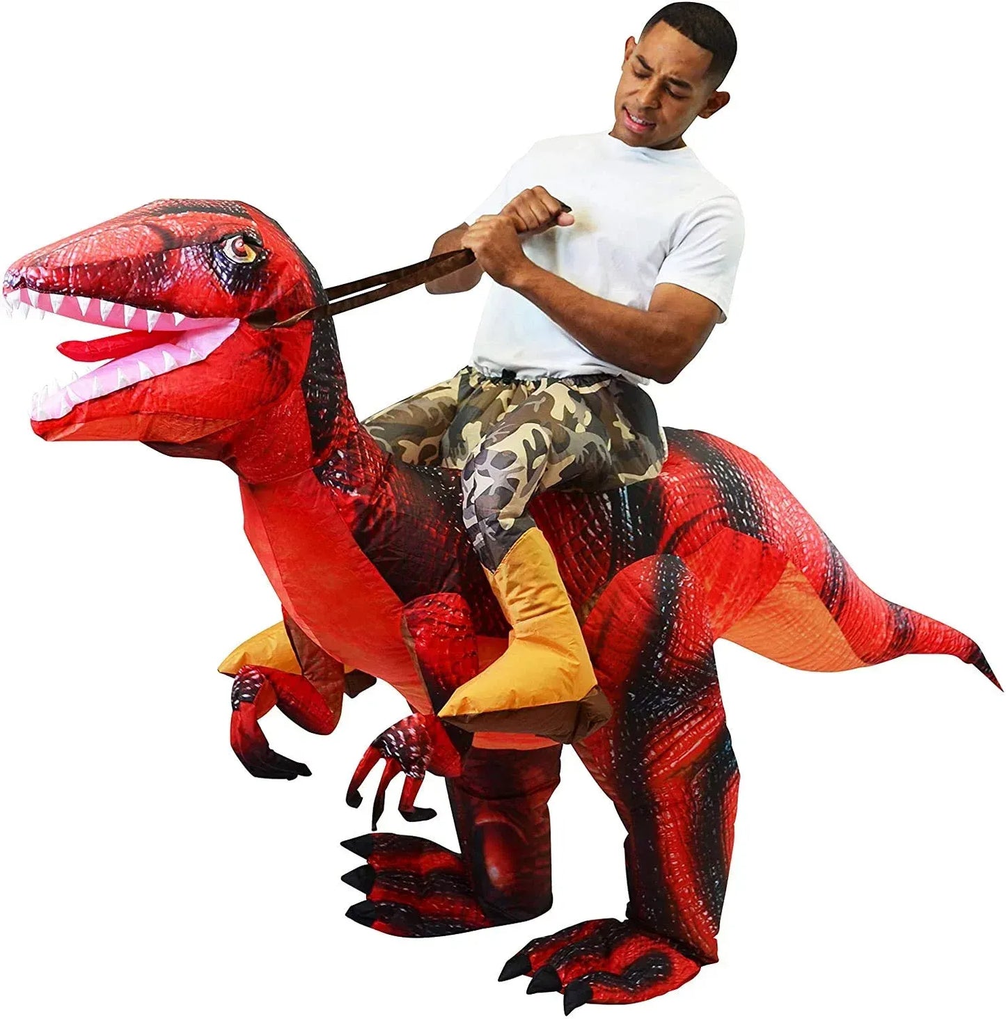 Syncfun Inflatable Costume Dinosaur for Adult, Riding a Raptor Air Blow-up Men Halloween Costume Dress UP