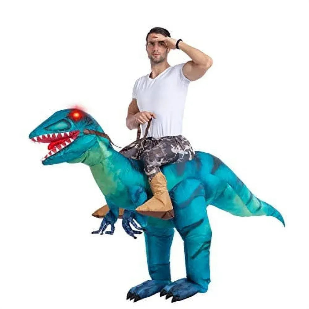 Syncfun Inflatable Costume Dinosaur Riding a Raptor Air Blow-up Deluxe Halloween Costume - Adult Size