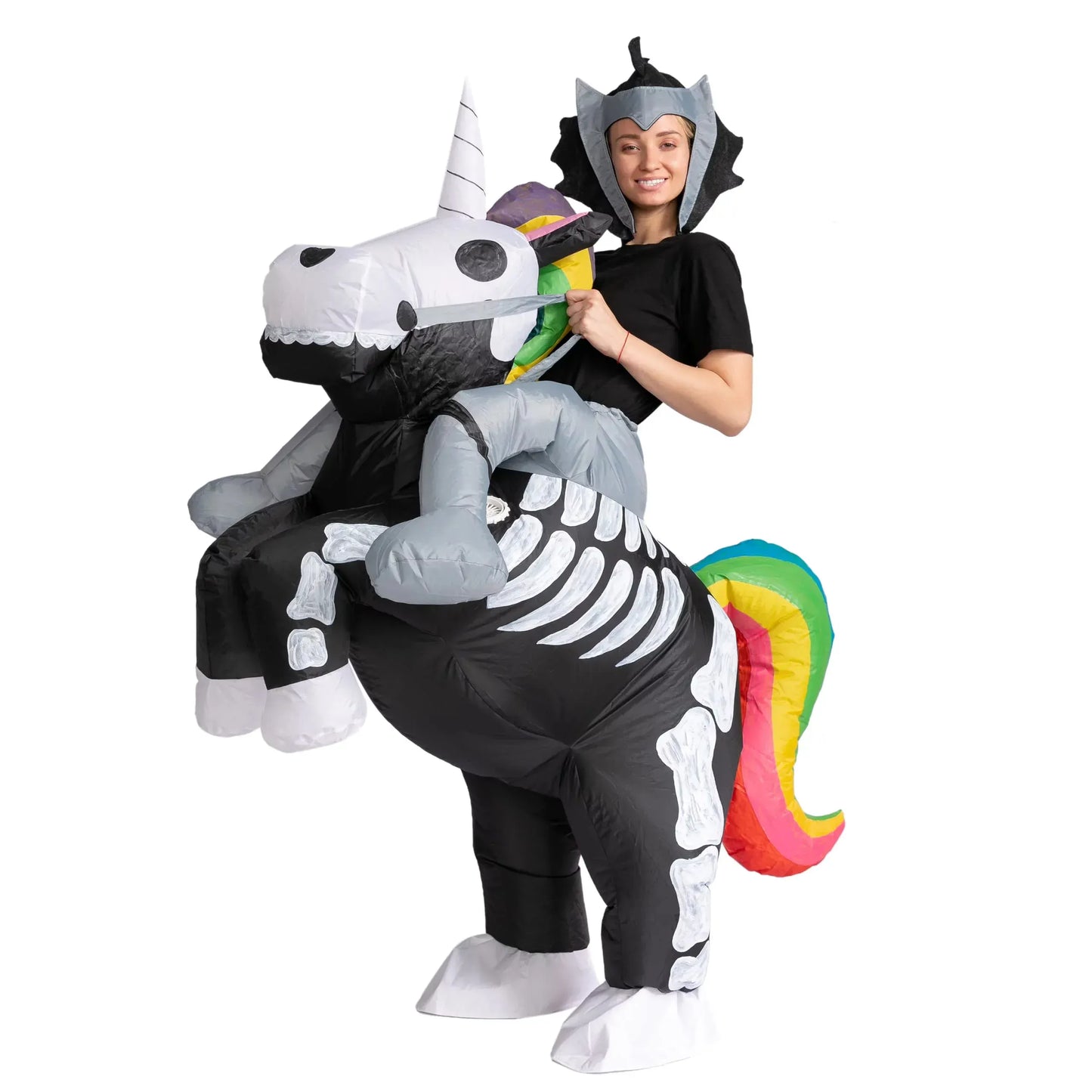 Syncfun Inflatable Halloween Costume Ride A Skeleton Unicorn Ride On Inflatable Costume - Adult Unisex