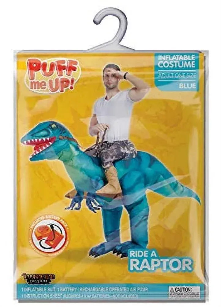 Syncfun Inflatable Costume Dinosaur Riding a Raptor Air Blow-up Deluxe Halloween Costume - Adult Size