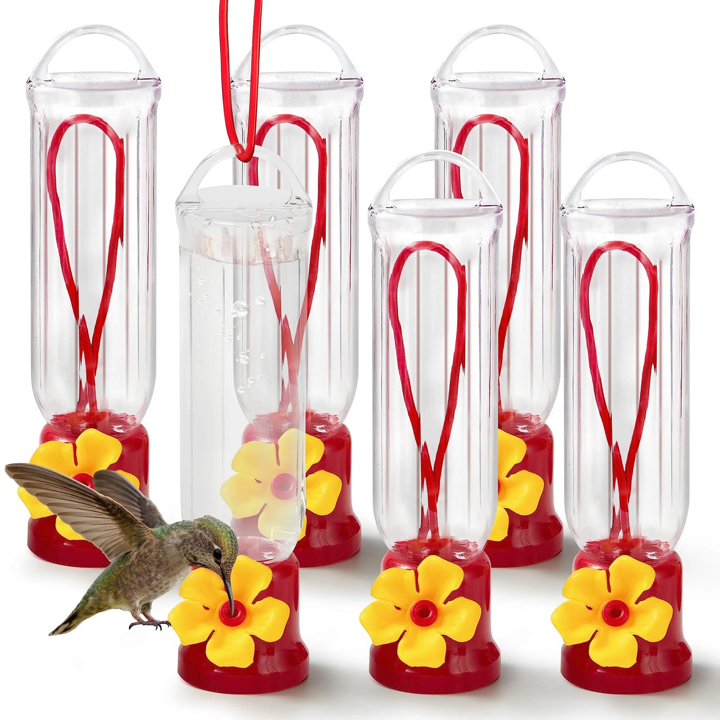 Syncfun 6 Pack Hummingbird Feeders For Outdoors, Hummingbird Feeder With Hanging Wires For Patio, Lawn, Backyard, Garden, Easy To Clean