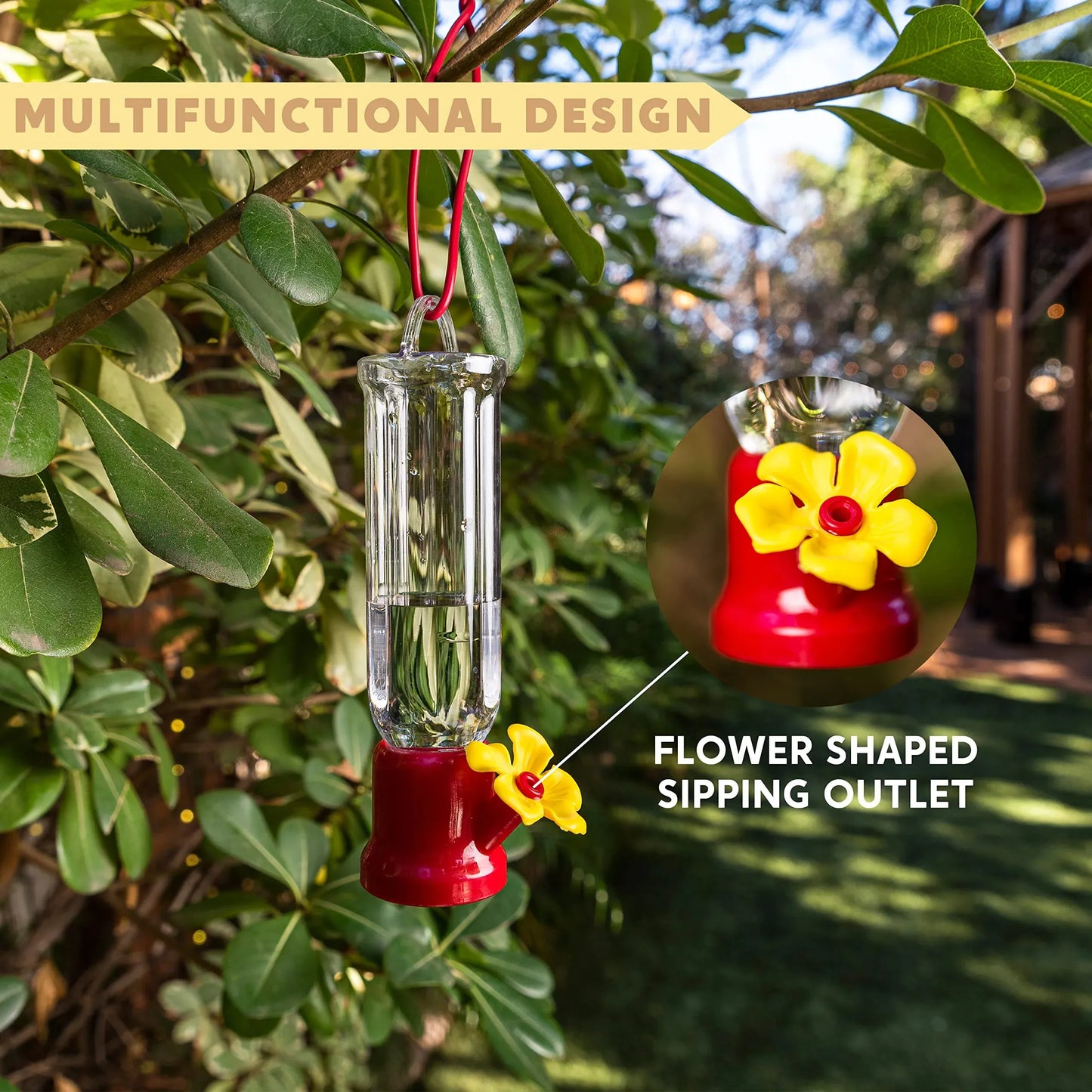 Syncfun 6 Pack Hummingbird Feeders For Outdoors, Hummingbird Feeder With Hanging Wires For Patio, Lawn, Backyard, Garden, Easy To Clean