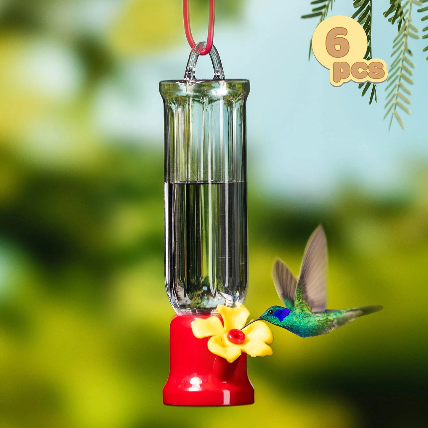 Syncfun 6 Pack Hummingbird Feeders For Outdoors, Hummingbird Feeder With Hanging Wires For Patio, Lawn, Backyard, Garden, Easy To Clean