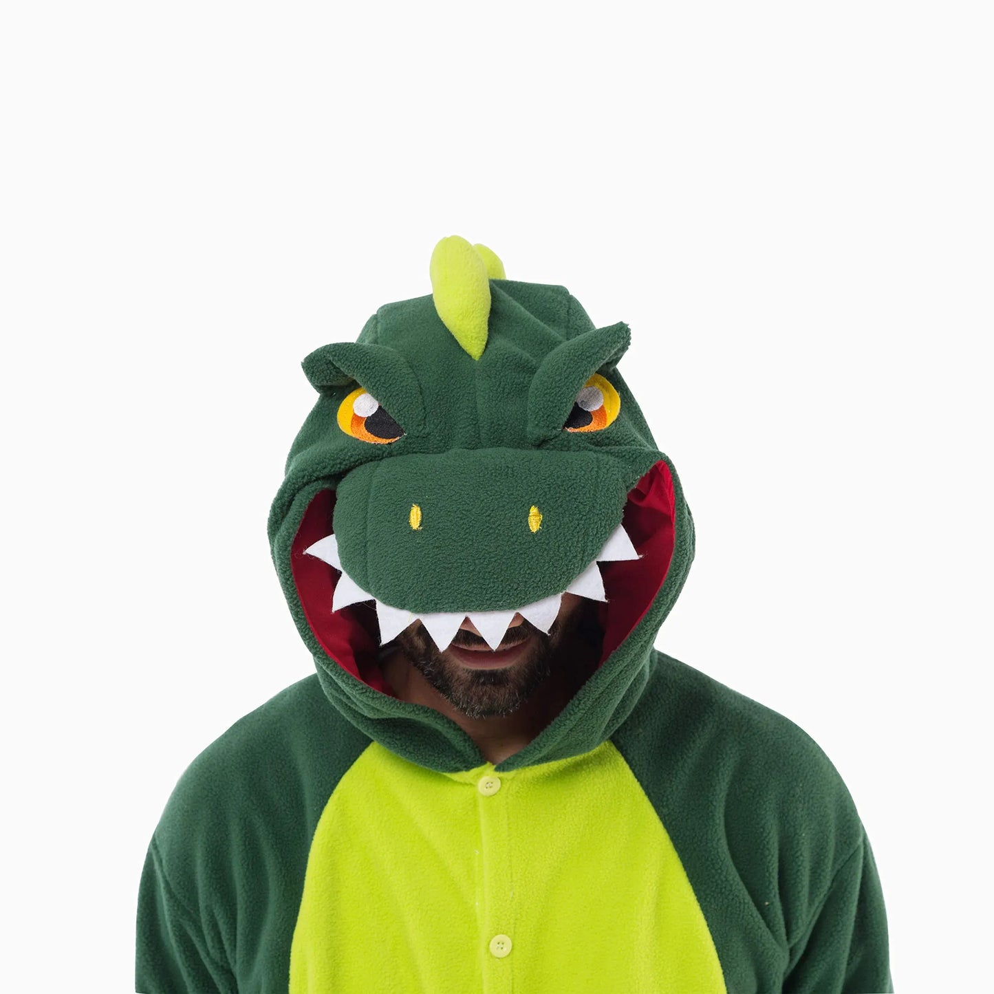 Syncfun Dinosaur Pajamas Plush for Adult, Halloween Costume for Dress Up Cosplay, Unisex Dinosaur Suit Cute Green-XL