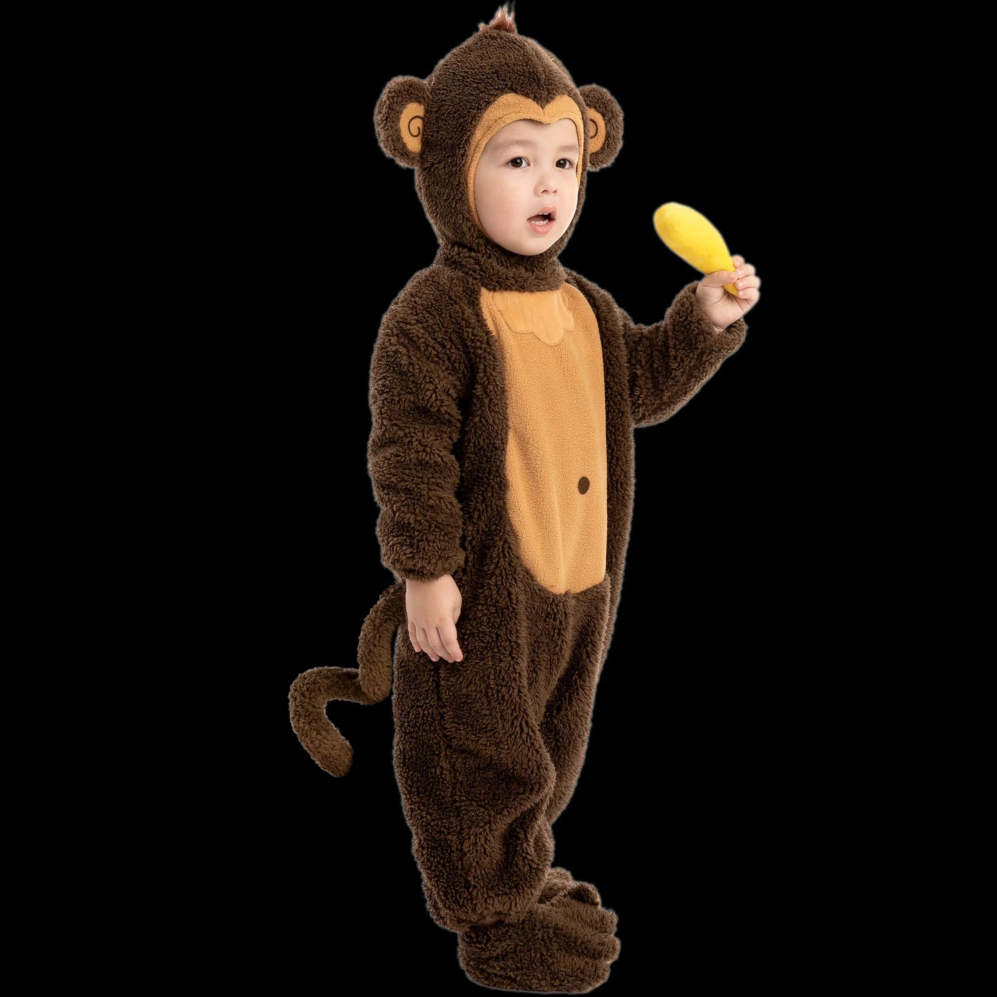 Syncfun Baby Halloween Costumes, Little Monkey Costume with Toy Banana for Kids Boys Girls Halloween Dress Up, Animal Themed Party Role Playing Cosplay 0-4 Years