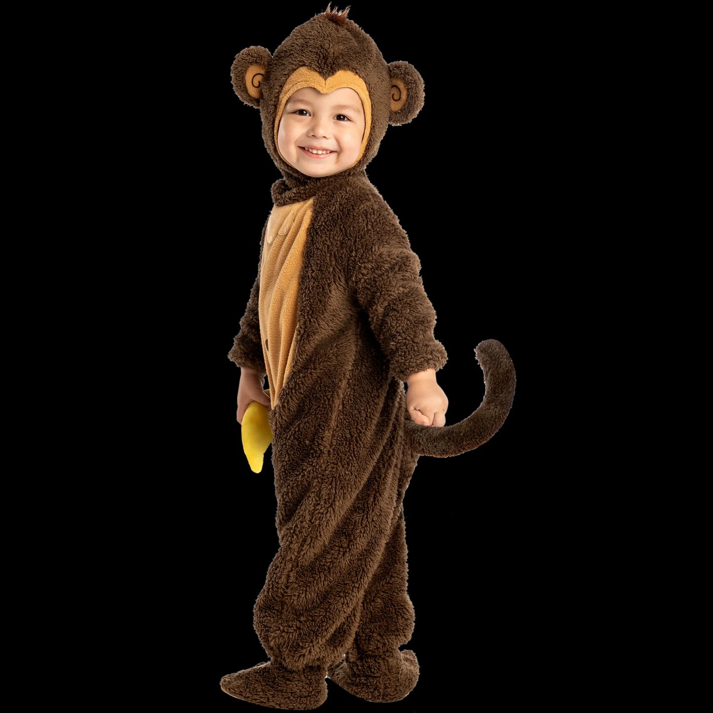 Syncfun Baby Halloween Costumes, Little Monkey Costume with Toy Banana for Kids Boys Girls Halloween Dress Up, Animal Themed Party Role Playing Cosplay 0-4 Years