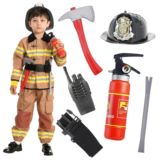 Syncfun Kids Fireman Costume, Firefighter Costume for Toddler Halloween Party Dress Up 3-7 Years