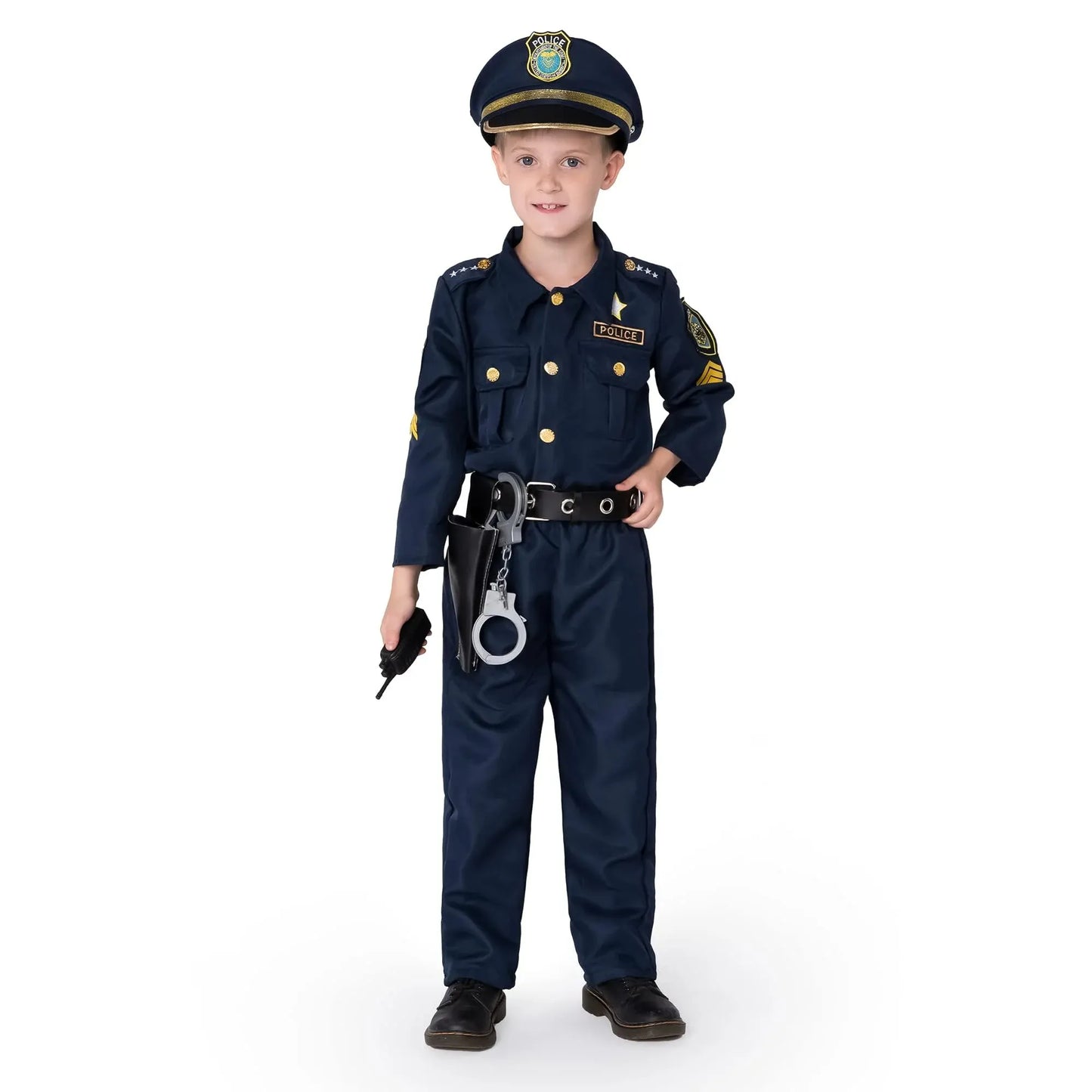 Syncfun Police Officer Costume Set for Boys, Police Man Pretend Kit Halloween Costume Cosplay for Toddler Kids 3-10 Years