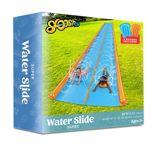 25ft x 7ft Double Water Slide for Adult Kids, Heavy Duty Lawn Water Slide with Sprinkler and 2 Slip Inflatable Boards for Summer Yard Lawn Outdoor Water Play Activities
