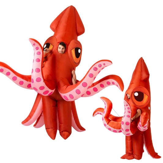 Joyfy Halloween Adult Inflatable Costume, Full-Body Squid Costume, Ocean Animal Costume, Perfect for Halloween Themed Parties